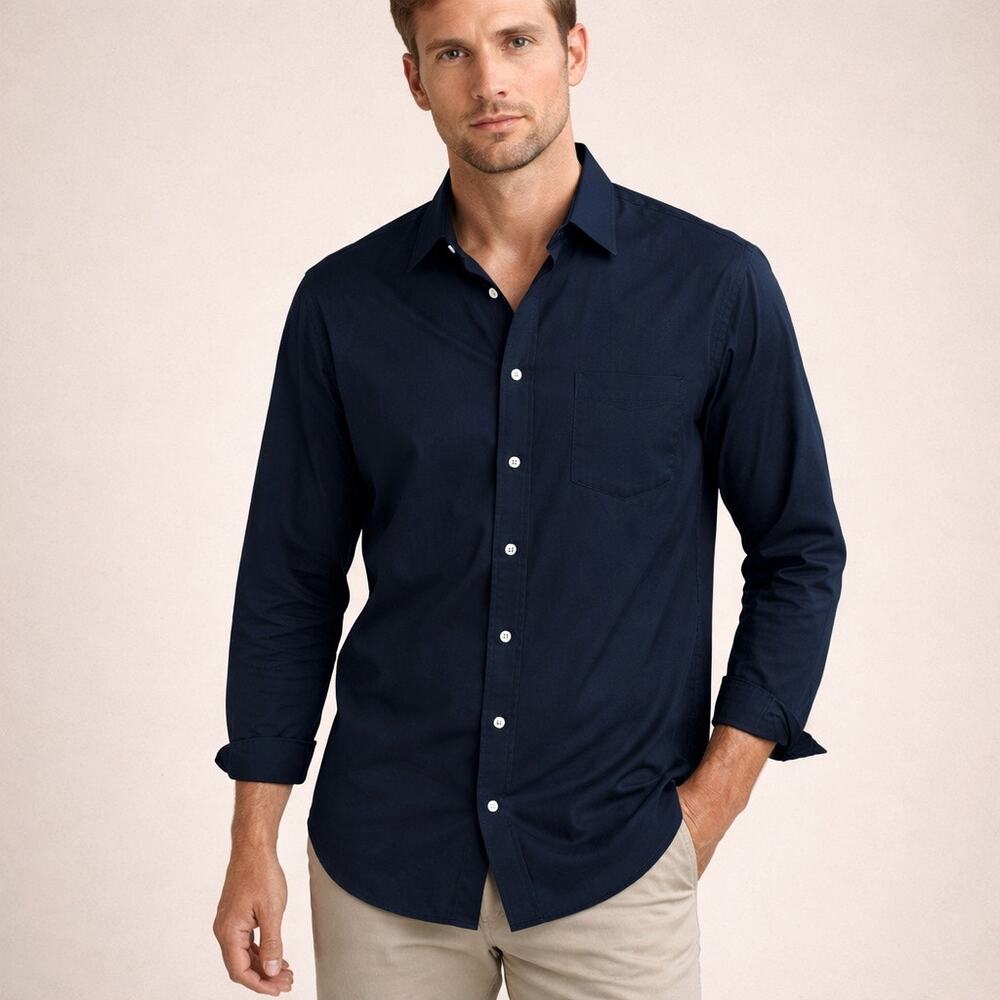 &COLLAR Range Performance Dress Shirt Athlectic Fit Blue Long Sleeve Mens Medium
